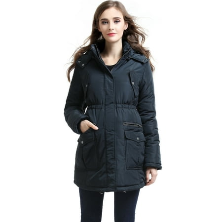 Size 18 20 Ladies Black Coat Long Jacket Detachable Collar Zip Pockets Parker